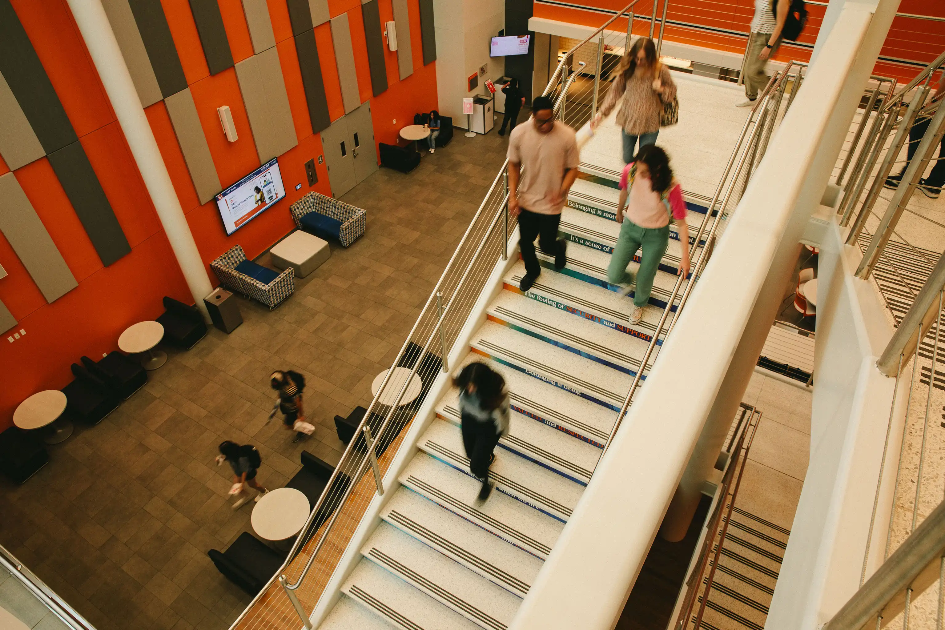 students walking on the stairs